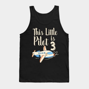 3 Year Old Boy Girl Airplane Pilot 3Rd Birthday Party Tank Top